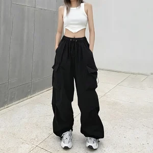 Kiya Cargo Pants Wanita Highwaist Loose Korean Style Jumbo Celana Kargo Wanita Terbaru