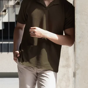 Kaos Polo Knit Waffle - Abby Waffle Polo By Schouten